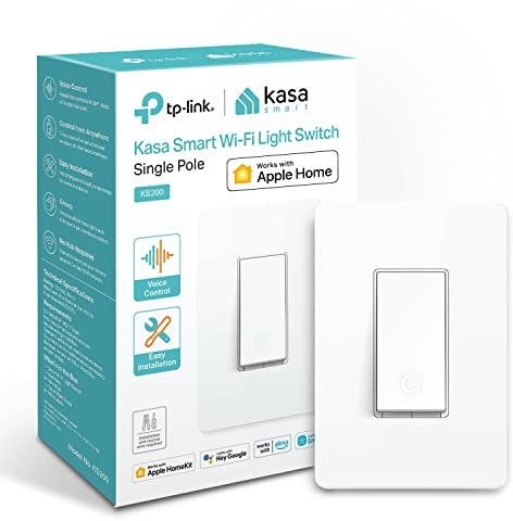 Kasa, interruttore intelligente per Apple HomeKit KS200, polo singolo, cavo neutro richiesto, interruttore della luce Wi-Fi da 2,4 GHz, funziona con Siri, Alexa e Google Home, certificato UL, non