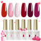 ROSALIND Smalti Semipermanenti Rosa Chiaro Rosa Rosso Rosso Scuro Vino Rosso 6 Pcs Smalto Semipermanente UV LED Smalto Per Unghie Soak Off Gel Polish
