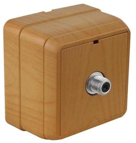 Bron SAT Steckdose Durchgangsdose Aufputz IP20 in Eiche Holz Optik – Hochwertige SAT Dose für den Innenbereich – Stilvolle Elektroinstallation mit einfacher Montage