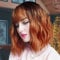 BESTUNG blond Perücke für Frauen, natürliches synthetisches Haar Ombre Bob Perücken mit ordentlichem Pony dunkler Wurzel für Alltag/Party/Cosplay (copper red)