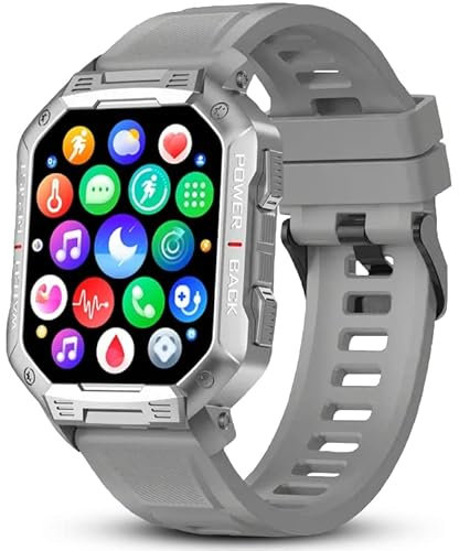 Deunis X3 Smartwatch Herren 1,83 Zoll mit Telefonfunktion, Fitness Tracker, Schlafmonitor, Schrittzähler, Armbanduhr, Uhr Android iOS, Sportuhr (Silber)