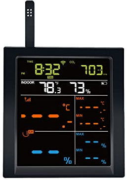 Ecowitt Wireless-Konsole für Wetterstation, 4,9-Zoll-LCD-Display mit Wi-Fi-Gateway, Indoor 8 Kanäle Temperatur-Luftfeuchtigkeit, Indoor-Ökosystem-Sensoren Monitor für Haus