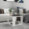 FIRBNUS Coffee Table 40x40x30 cm Beistelltisch Holz Couchtische Wohnzimmertisch Modern Design Tisch Wohnzimmer für Couch Quadratisch Robust Haltbarkeit Weiß Holzwerkstoff Metall