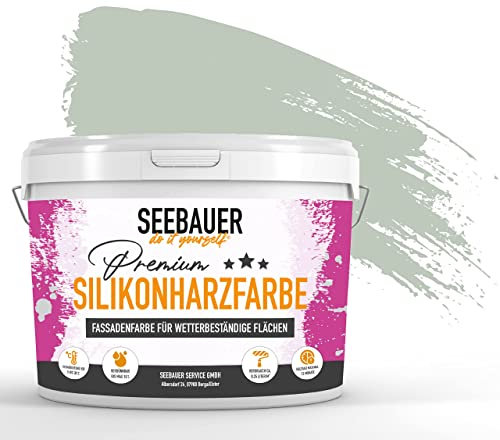 SEEBAUER diy Silikonharz-Fassadenfarbe Grün 300ML für Außen (No. 765 Nordic Wood) Selbstreinigende Fassadenfarbe mit Lotuseffekt - Geeignet für Putz, Mauerwerk und Beton
