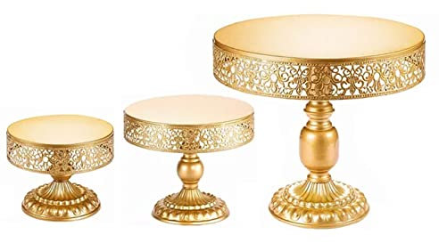 Alzata per Torta D'oro Espositore per Tavolo da Dessert 3 Pezzi Piatto di Esposizione per Caramelle Alla Frutta per Anniversario di Matrimonio Festa di Compleanno Celebrazione