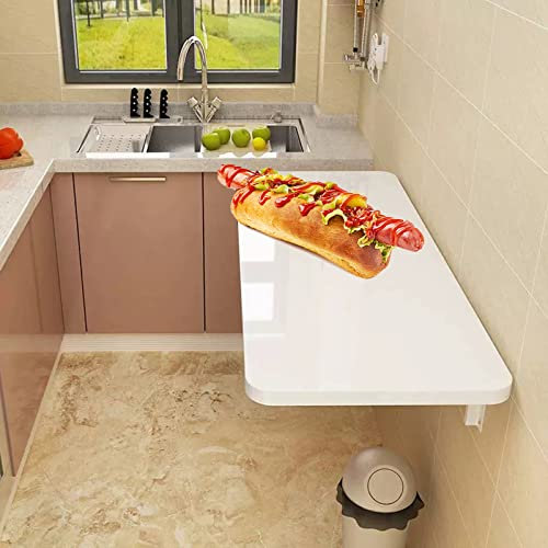OCAZI Klapptisch zur Wandmontage Esszimmertische, Klapptisch Wand, Wandklapptisch Küche Esstisch, Platzsparend Wandtisch Computertisch, Kinder Schreibtisch für Arbeitszimmer 60x30cm/24x12in White