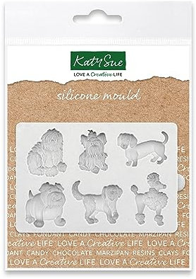 Katy Sue Moule en silicone pour décoration de gâteaux et travaux manuels - Forme de mini chien de 6 races différentes - Taille du moule : 62 x 95 x 10 mm