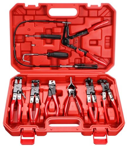 SIXTOL Mechanic Hose CLAMP Set 9 Hose Clamp Pliers | 9 Pieces | Car Repair | Workshop Tools | in a Plastic Case