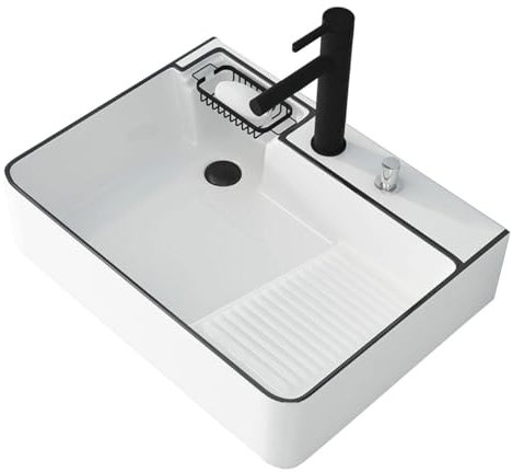 MIXXON Lavandino Bagno da Appoggio, L 23.2 W 17.7 H 6.2, Lavabo da Bagno sopra Banco Lavabo Domestico con Lavabo, per Cabinet Lavatoio Hotel Art Basin,L