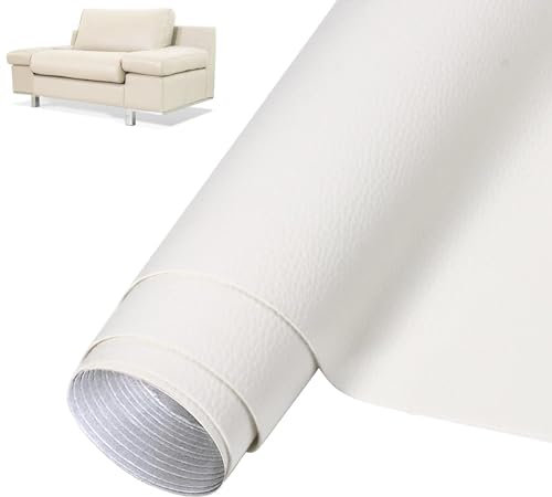 Leder Reparatur Set Patch Kit, 35 x 137 cm Lederflicken Selbstklebend, Leder Selbstklebend Patch, Kunstleder Selbstklebend, Kunstleder Selbstklebend für Sofas, Autositze, Bürostuhl, Tasche(Weiß)