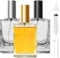 Omsscun 3Pcs Glass Perfume Bottle 30ml, Perfume Spray Bottle, Empty Refillable Perfume Atomiser with Flat and Square Shape for Women Men Travel (Caps in Gold, Silver and Black)