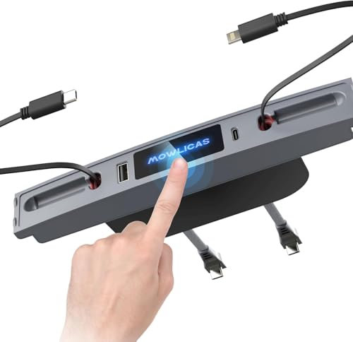 Mowlicas Upgrade Touch Switch Design für Tesla USB Hub (Silbergrau), einziehbares Autoladegerät ist notwendig Modell Y 2024/2023/2022/2021 & Modell 3 2023/2022/2021 Zubehör, Geschenke für