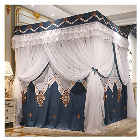 Betthimmel, Schlafzimmer-Moskitonetz, Prinzessinnen-Stil, 4-poliger Stützstaub-Bettvorhang, Verdunkelungs-Bettvorhang (Größe: 200 x 220 x 200 cm)