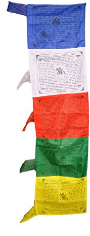 Tibetan Buddhist Large Multi Color Vertical Tibetan Prayer Flags