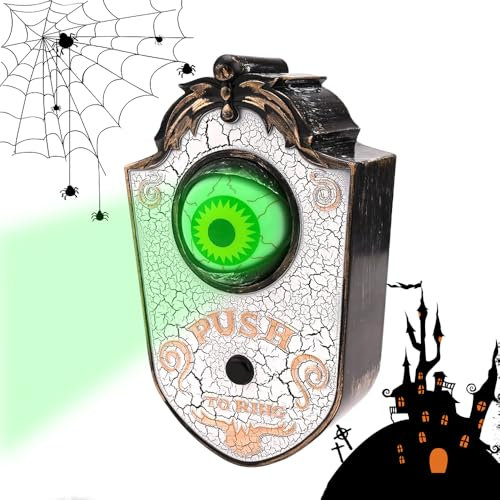 Abiemuce Campanello di bulbo oculare, Spaventoso Creativo Unico Halloween Campanello, Animato Bulbo Oculare Portello Decorazioni, Campanello Spaventoso con suoni spaventosi Halloween Bianco