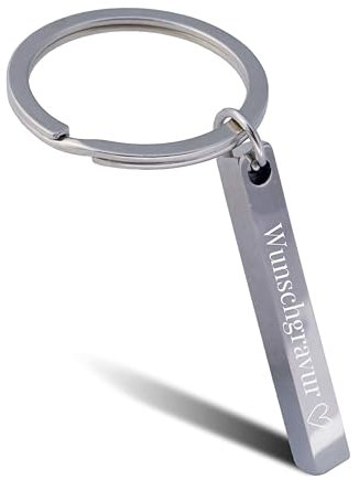 Online Schlüsselanhänger personalisiert silber I Schlüsselanhänger Gravur zum selbst gestalten, 4-seitig gravierbar I Personalisiertes Geschenk für Freundin, Freund, Papa I Anhänger zum Beschriften