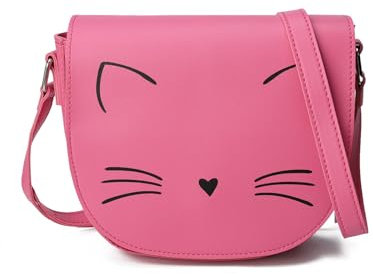 Gladdon Kleine Katze Umhängetasche,Mädchen süße Handtasche,Teenager Jugend und Kinder Katzentasche(Dunkelrosa)