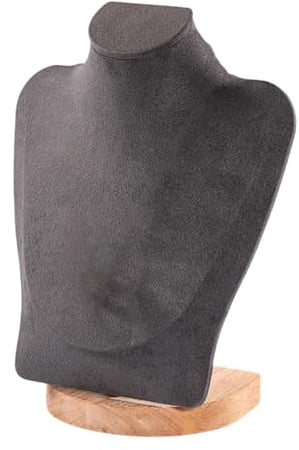 perfk Hochwertiger Schmuckständer, Schaufensterpuppe Schmuckbüste Schmuckhalter für Halsketten Anhänger usw,23 Cm Grauer Samt