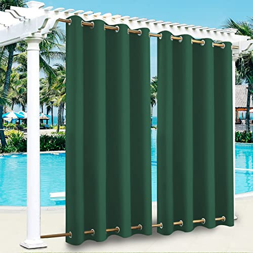Tenda da esterno impermeabile, antivento, oscurante, isolamento termico, doppio passacavo per giardino, patio, gazebo, pergola, verde cacciatore, 213,4 x 175,3 cm