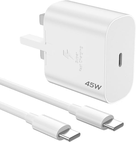 KP TECHNOLOGY 45W Super Fast Charger for Samsung Galaxy A26 / Galaxy A36 / Galaxy A56 5G, USB C Port PD Charger Plug (Charging Cable + PD Plug) Wall Adapter Power Delivery Charger (WHITE)