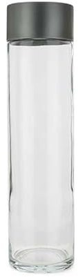BrandPrint - Bottiglia in Vetro 1 Lt per Acqua e Succhi, Modello Cilindro con Tappo a Vite, Bottiglia Vetro, Bottiglie Vetro Acqua, Bottiglia Vetro 1 Litro Trasparente, Silver, Vetro