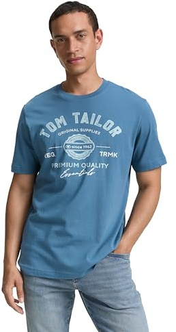 Tom Tailor Herren 1037735 T-Shirt mit Logo-Print aus Baumwolle (1er Pack)