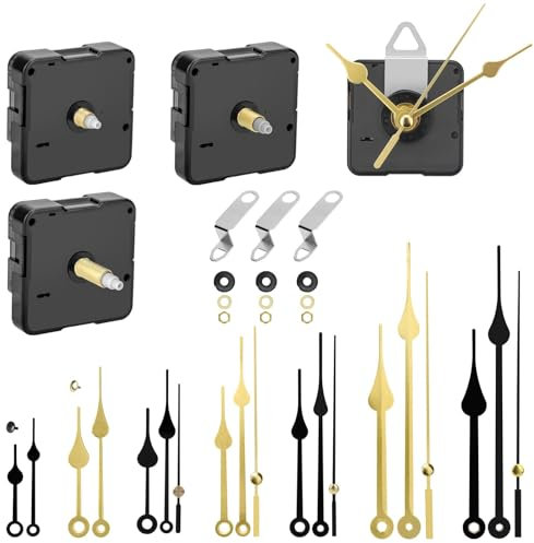 EEEKit Uhrwerk Bewegung Ersatz, 4 Stück Batterie-Motor und 8 Sätze Zeiger für DIY Quarz Wanduhrteile Reparatur