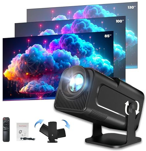 Mini Projector with Android 11,1280 * 720P 4K Full HD Portable 180°Rotatable Projector,Auto Keystone Smart Projector with WIFI6 & BT5.0 for Phone/TV Stick/Laptop,85-130Screen Projection Display