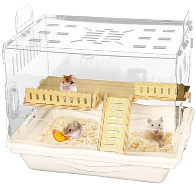 Hamster Cage - Syrischer Hamster -Käfig | Zwerghamster -Käfig | Transparenter Rennrennstoffkäfig | Tier Hamster Lebensraum für eine optimale Beobachtung von Haustieren | Atmungsaktives kleines