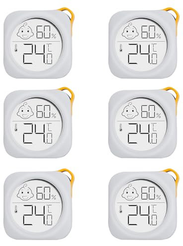 6 Pack - OPPERD Room Thermometer Indoor Hygrometer - Mini Digital Humidity Meter Accurate Temperature and Humidity Monitor with Practical Comfort Icon for Bedroom, Baby Nursery, Baby Room, Living Room