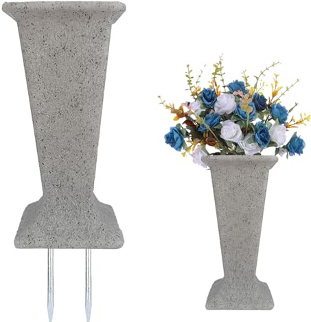 TFANUO Cemetery Vase for Grave Headstones with Metal Spike Flowers Fake Floral Holder for Atificial Outdoor Tombstone Decorations Markers memorials Sympathy for Loss of Loved Ones