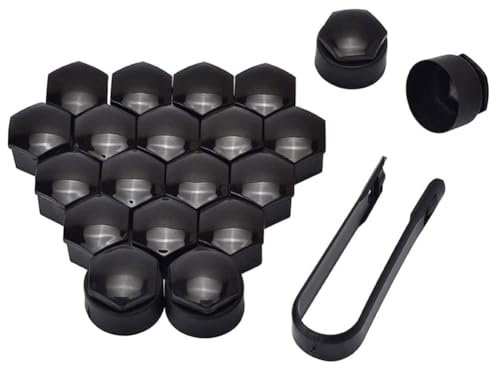 WBWBB 20 Pièces Cache ecrou pour Ford Mustang 2015-2023, Couvre-Boulons de Capuchon d'écrou de Roue Cache éCrou Hexagonal avec Outil Demontage,21mm-Black