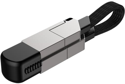 SAMERIO Porte-clés Chargeur USB C ios 6 en 1 100W PD Fast Charging Cable Magnetic Foldable Portable Travel Data Transfer Cord (Black)