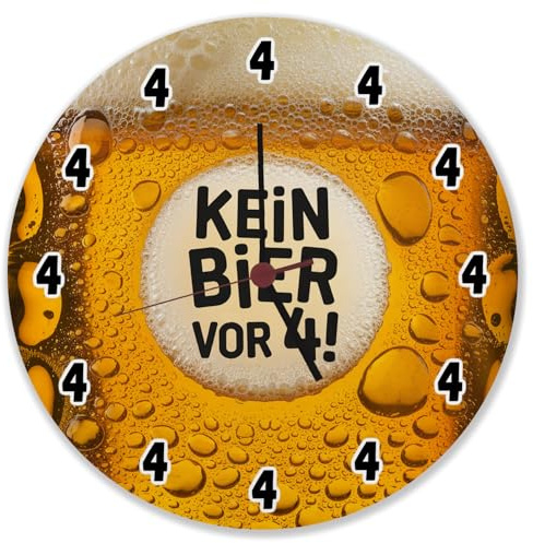 speecheese Kein Bier vor 4! Wanduhr Lustiger Spruch für Büro oder Wohnzimmer Biertrinker Bierliebhaber Bier