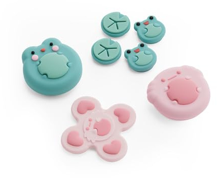 GeekShare ABXY – Capuchons autocollants pour boutons en forme de D compatibles avec Switch 2, motif grenouille et axolotl
