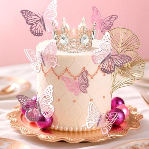 LaVenty Roségoldene Kugeln Kuchendekoration Champagner Tortendekoration | Roségoldene Kugeln Kuchendekoration Champagner Tortendekoration Tiara Krone Geburtstagsdekoration für Geburtstagsfeiern