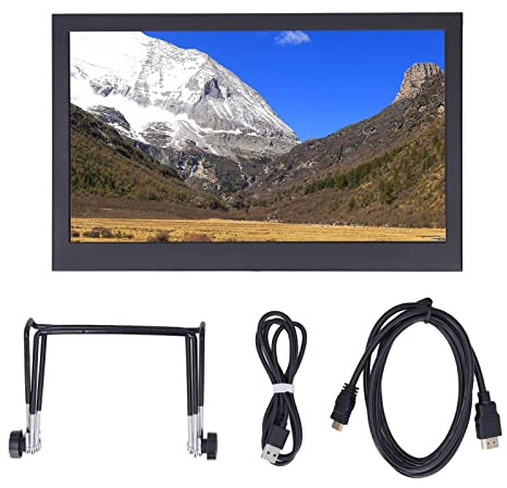 QWUUYEC Monitor Schermo Curvo Mini TV 13.3 Pollici 2560x1440 HD, Multipli Ingressi, Altoparlanti Integrati - Alta Risoluzione, Interfaccia Type C, per Lavoro e Intrattenimento