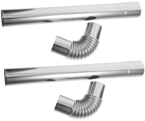 GLSTOY 4pcs Elbow Chimney Stove Steel Chimney Flue Kits Flue Pipe Accessories Stainless Fireplace Pipe for Stove Elbow Silver