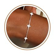 ZHESHY Armband Damen Gold Silber Kleeblatt Herz Kreuz Verstellbar Armbänder | 14K Vergoldet Goldene Armkette Mit Zirkonia,Ketten Armband Blumen Schmetterling,Wasserfest Schmuck, Frauen Mädchen Geschenk