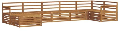 vidaXL Sofagarnituren 7 pcs Natur Massivholz Akazie, Gartenlounge, langlebiges Ecksofa, Sitzmöbel für außen, Terrasse, Moderne Möbel, Bequeme Gartenmöbel