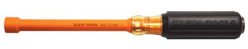 Klein Tools Isolierter Steckschlüssel, hergestellt in den USA, 1,27 cm Sechskant, gepolsterter Griff, 15,2 cm runder Hohlschaft, 15,2 cm