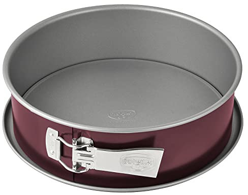 Dr. Oetker Springform Ø 28 cm mit Flachboden, Backform mit extra hohem Rand, runde Kuchenform mit zweifarbiger Antihaftbeschichtung (Farbe: grau/rot), Menge: 1 Stück