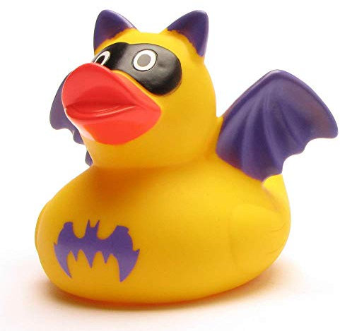 DUCKSHOP I Badeente Batman I Quietscheente I L: 7,5 cm - inkl. Badeenten-Schlüsselanhänger I Geschenk für Superhelden-Fans I Geschenk für Marvel-Fans