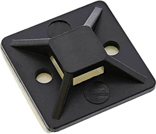 InLine 59965I 10er Pack Befestigungssockel für Kabelbinder, 30x30mm, selbstklebend, schwarz