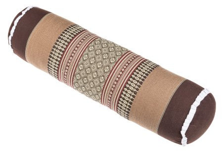 Handelsturm Thaikissen Nackenrolle 50x13 mit Füllung aus Kapok Yoga Bolster Yogakissen Rolle Feste Kissenrolle (Thaimuster braun-beige)