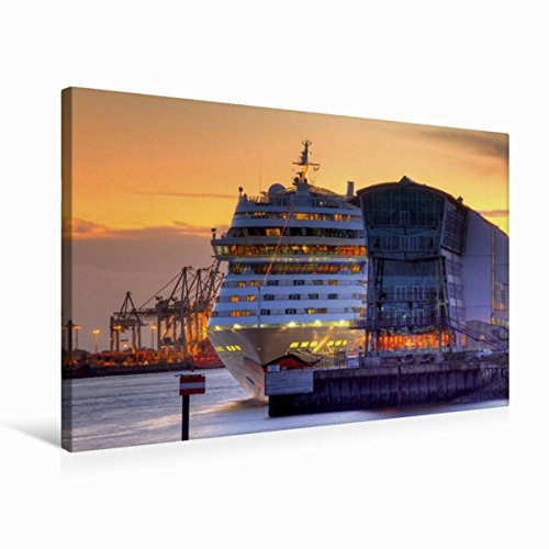 Premium Textil-Leinwand 75 x 50 cm Quer-Format Kreuzfahrtterminal Altona | Wandbild, HD-Bild auf Keilrahmen, Fertigbild auf hochwertigem Vlies, Leinwanddruck von Joachim Hasche