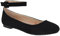 ESSEX GLAM Womens Flat Ankle Strap Ballet Pumps Ladies Ballerina Party Bridal Smart Shoes Shoes 3-8 Black Faux Suede