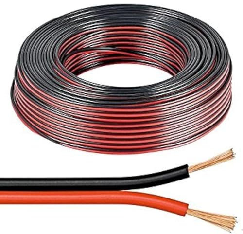 electrosmart 25 m rosso/nero 2 x 1 mm 2 x 89 fili cavo per altoparlante per la casa HiFi/Car Audio ecc