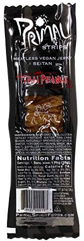 Primal Strips - Meatless Vegan Jerky Seitan Thai Peanut Flavor - 1 Count