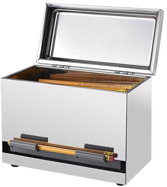 2Fold Pencil Dispenser for Classroom - Stainless Steel Bulk Pencil Holder for Desk - Includes Removable Label Stickers - Teacher Must Haves for Organization - Holds up to 200 Pencils (Silver)